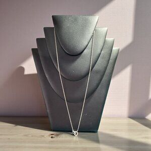 Sterling Silver Interlocking Rings Necklace, 925 Marked, Minimalist Symbolic Des